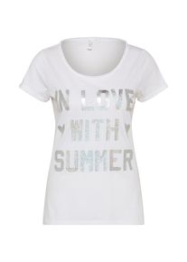 Q/S Designed By, Damen T-Shirt 'KURZARM', Silber / Offwhite