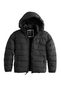 Hollister, Herren Jacke 'TRUE PUFFER FUR BLACK (GREY) 3CC', Schwarz