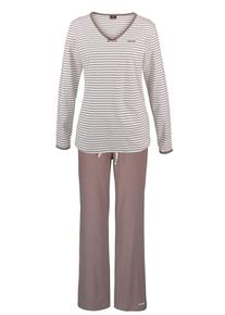 H.I.S. H.I.S, Damen Langer Pyjama HIS, Creme / Hellbraun