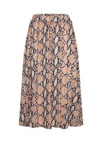 Vila, Damen Rock 'VIKALISTA MIDI SKIRT', Beige / Dunkelbraun / Puder