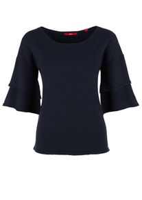 s.Oliver RED LABEL, Damen Pullover mit Volantärmeln, Nachtblau