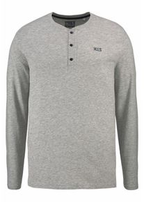 H.I.S. HIS JEANS, Herren Henleyshirt, Graumeliert
