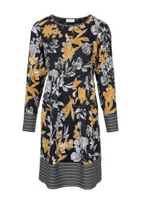 Heine, Damen Kleid, Goldgelb / Schwarz / Weiß