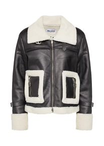 NA-KD, Damen Jacke 'Contrast Bonded Aviator Jacket', Schwarz / Weiß
