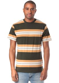 RVCA, Herren T-Shirt 'Oxnard Stripe', Oliv / Pastellorange / Wei&szlig;