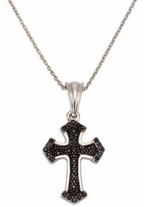 Firetti, Damen Kette mit Anhänger 'Kreuz', Schwarz / Silber