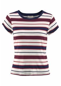 Lee, Damen T-Shirt, Dunkelblau / Bordeaux / Weiß