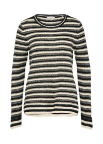 EDC by Esprit, Damen Pullover 'TextureStripe', Schwarz / Offwhite