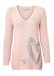 Heine, Damen Grobstrickpullover, Pastellpink / Silber