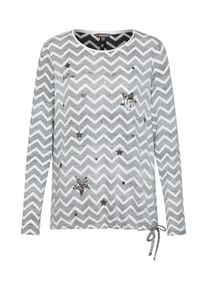 Street One, Damen Pullover 'Nevia', Grau / Wei&szlig;