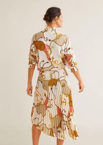 Mango, Damen Hemd 'Naomi', Hellbeige / Goldgelb / Koralle / Weiß