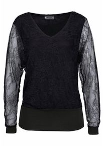 Laura Scott, Damen Spitzenshirt, Schwarz