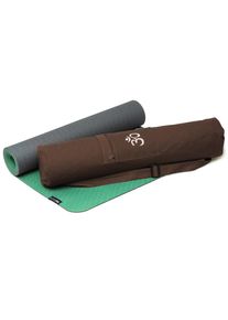 YOGISTAR.COM, Herren Yoga-set Starter Edition - Comfort (yogamatte Pro + Yogatasche Om), Dunkelbraun / Anthrazit / Grasgrün