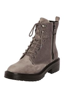 s.Oliver RED LABEL, Damen Schnürstiefelette in Samt-Optik, Taupe