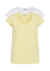 ABOUT YOU, Damen T-Shirt, Gelb / Weiß