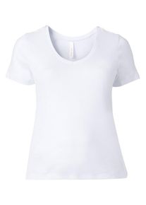 sheego Basic, Damen Basic T-Shirt, Wei&szlig;
