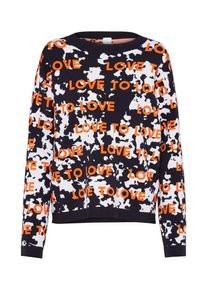 BOSS, Damen Pullover 'Iskyla', Orange / Schwarz / Weiß