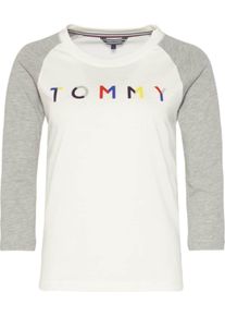 Tommy Hilfiger, Damen T-Shirt 'CLARA ROUND-NK TOP 3/4 SLV', Grau / Offwhite