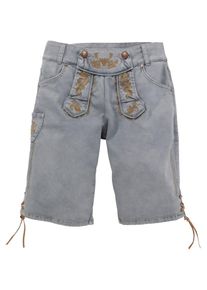 Marjo, Herren Trachtenbermuda mit dezenter Stickerei, Rauchblau / Bronze