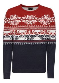 Only & Sons Only & Sons, Herren Pullover 'onsXMAS 7 TOP JACQUARD KNIT', Rot / Schwarz