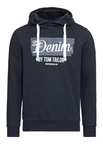 Tom Tailor Denim, Herren Hoodie, Taubenblau / Dunkelblau / Weiß