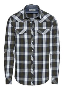 Tom Tailor Denim, Herren Hemd, Nachtblau / Khaki / Weiß