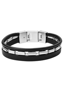 Fossil, Herren Armband 'JF03103040', Schwarz / Silber