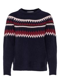 Only, Damen Strickpullover, Nachtblau / Pastellpink / Dunkelrot