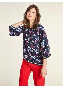 Heine, Damen Bluse, Blau / Rot / Offwhite