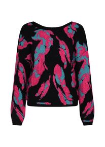 Lost Ink, Damen Pullover 'INTARSIA', Pink / Schwarz