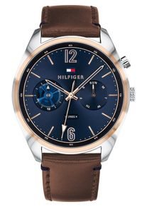 Tommy Hilfiger, Herren Uhr 'Deacan 1791549', Dunkelblau / Braun / Rosegold / Silber