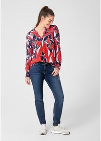 TRIANGLE, Damen Viskosebluse, Navy / Rot / Wei&szlig;