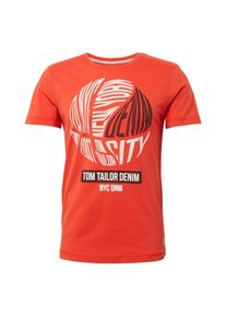 Tom Tailor Denim, Herren T-Shirt, Orangerot / Schwarz / Weiß
