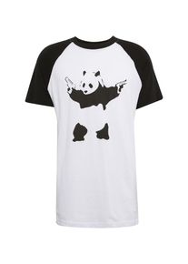 Mister Tee, Herren T-Shirt 'Banksy Panda', Schwarz / Wei&szlig;