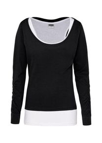 Urban Classics, Damen Langarmshirt 'Two-Colored', Schwarz / Weiß