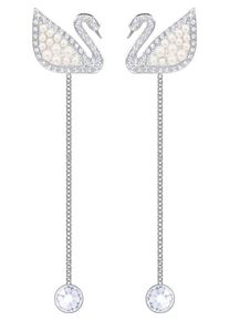 Swarovski, Damen Ohrstecker 'Iconic Swan 5429270', Silber / Perlweiß