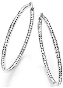 Firetti, Damen Paar Creolen mit Kristallsteinen, Silber / Weiß