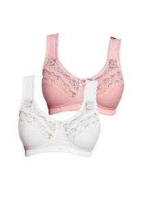 Petite Fleur, Damen Entlastungs-BH ohne Bügel (2 Stck.), Rosa / Weiß