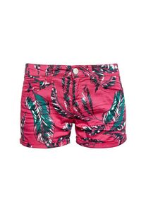 Q/S Designed By, Damen Catie Slim: Shorts aus Twill, Smaragd / Pink / Schwarz