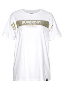 Superdry, Damen T-Shirt 'Portland Tee', Gold / Wei&szlig;