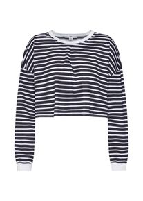 Missguided, Damen Shirt 'STRIPE DROP SHOULDER OVERSIZED CROP TOP', Navy / Weiß