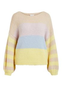 Vila, Damen Pullover, Hellblau / Gelb / Hellgelb / Lavendel