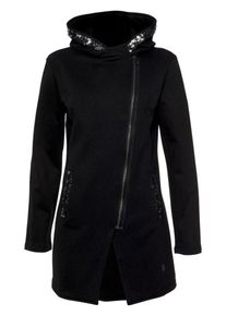 Laura Scott, Damen Kapuzensweatjacke, Schwarz / Silber