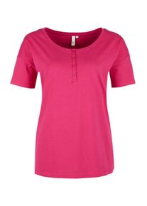 Q/S Designed By, Damen Softes T-Shirt im Henley-Stil, Pink