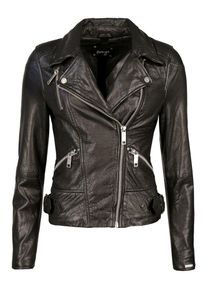 Maze, Damen Biker-Lederjacke mit asymmetrischem Reißverschluss 'Montana', Schwarz