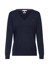 Tommy Hilfiger, Damen Pullover 'HERITAGE V-NK SWEATER', Dunkelblau