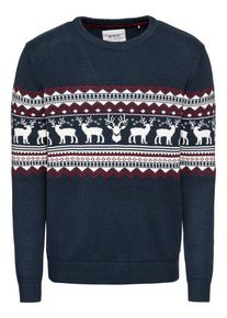 EDC by Esprit, Herren Pullover 'christmas cnk', Navy / Rotviolett / Weiß