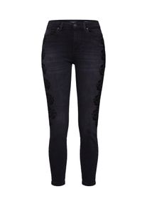 Only, Damen Jeans 'onlCORIN MID SK ANK LACE JEANS REA2265', Black Denim