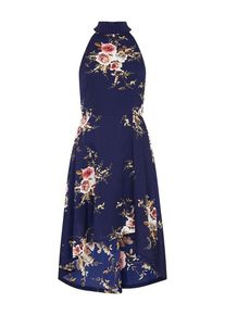 Mela London, Damen Kleid 'HIGHNECK HIGH LOW DRESS', Navy / Mischfarben