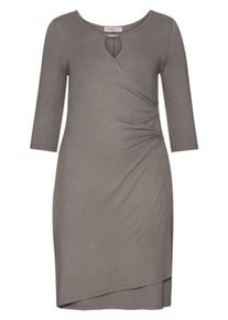 sheego Class, Damen Jerseykleid in Wickeloptik, Stone